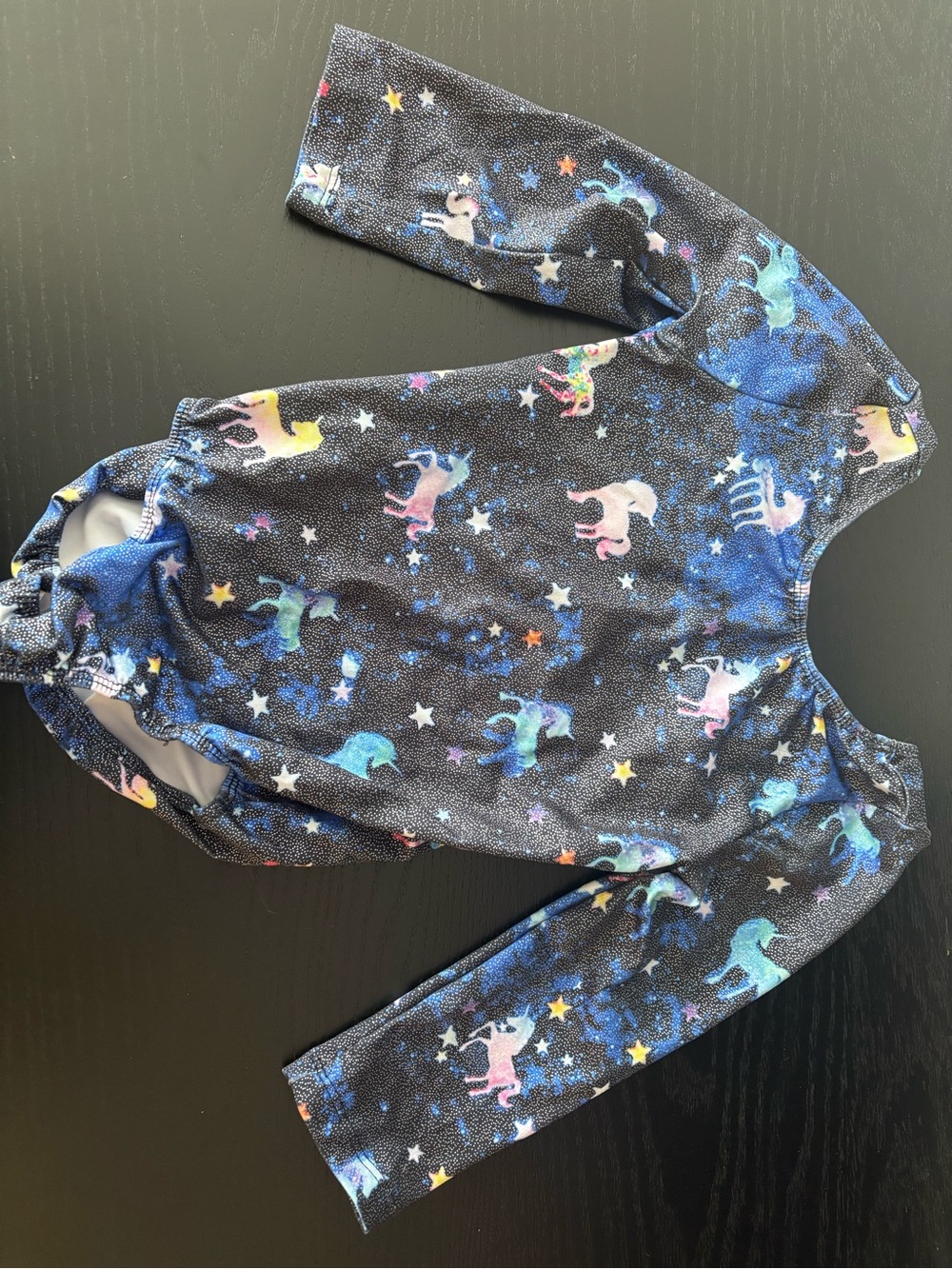 Unicorn Galaxy Long Sleeve One-Piece Leotard - Black with Multicolor Unicorns